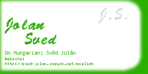 jolan sved business card
